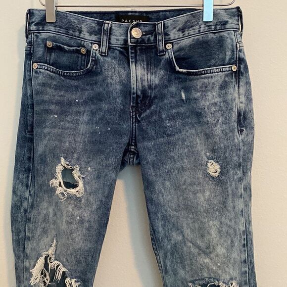 Pacsun Distressed Destroyed Skinny Jeans Size 28x30 - Picture 2 of 11